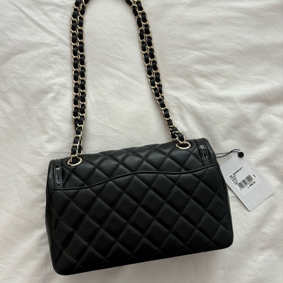 CHANEL 🖤 23B Black Lambskin & Patent Leather Small Flap Bag Light Gold Hardware - Picture 7 of 15